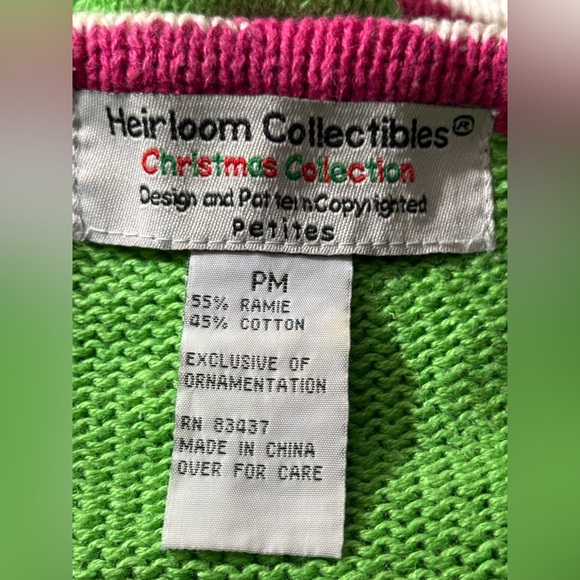 Heirloom Collectibles Vintage Tacky Christmas Santa Cardigan Green & Pink - Picture 10 of 10